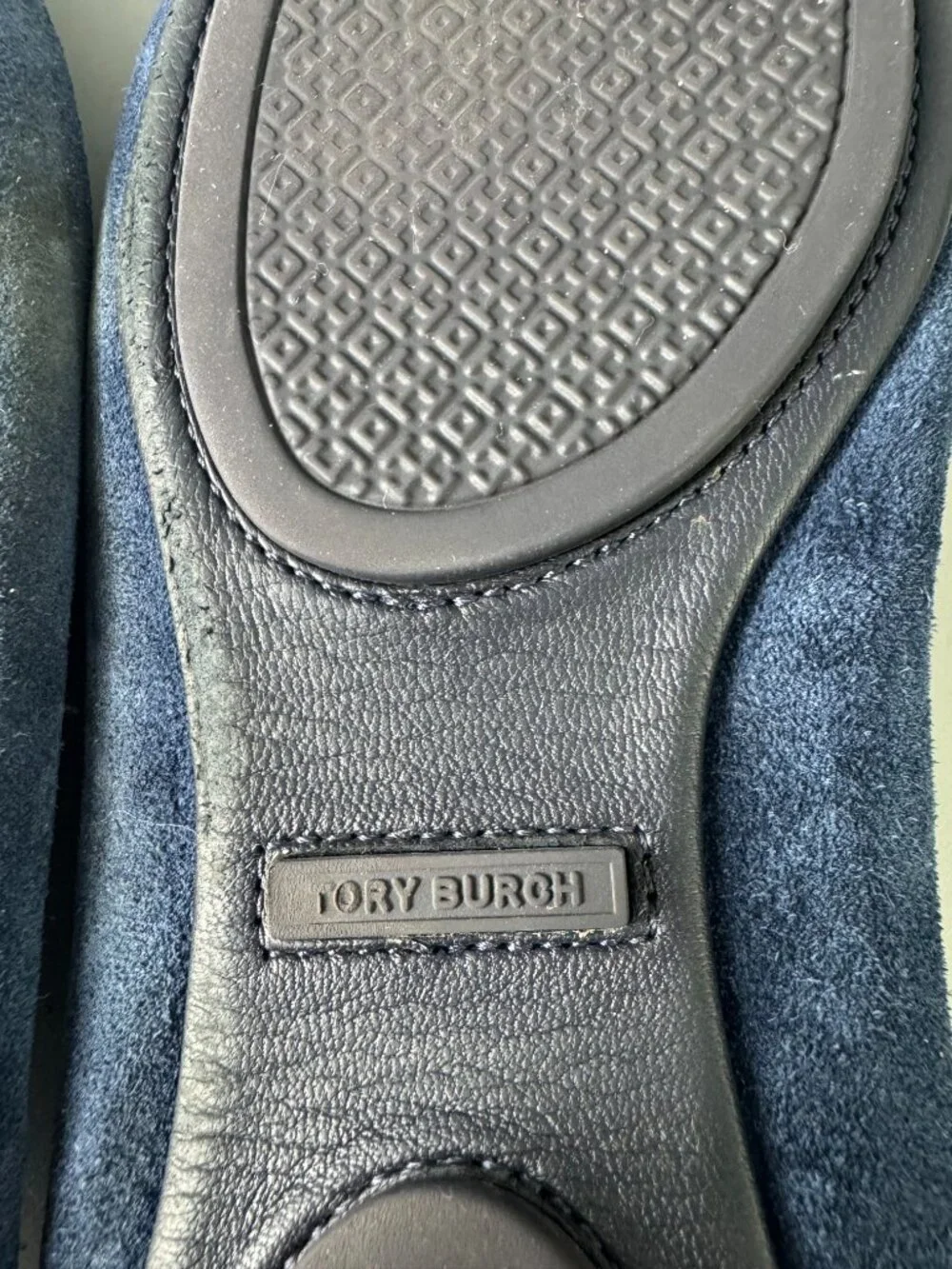 Tory Burch Navy Blue Suede Flats, Size 9 M